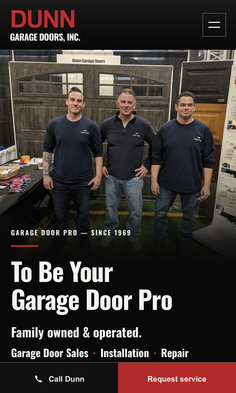 Dunn Garage Doors homepage design