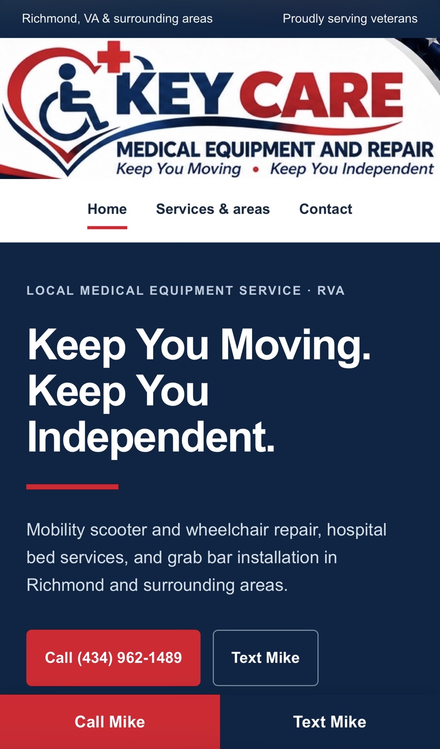 KeyCare homepage design